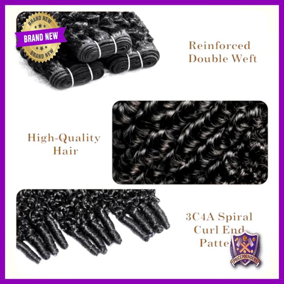 Raw Curly Human Hair Extensions 3Pcs 18 20 22 Inch Spiral Ends main image 4